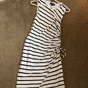 Banana Republic long white & blue striped dress